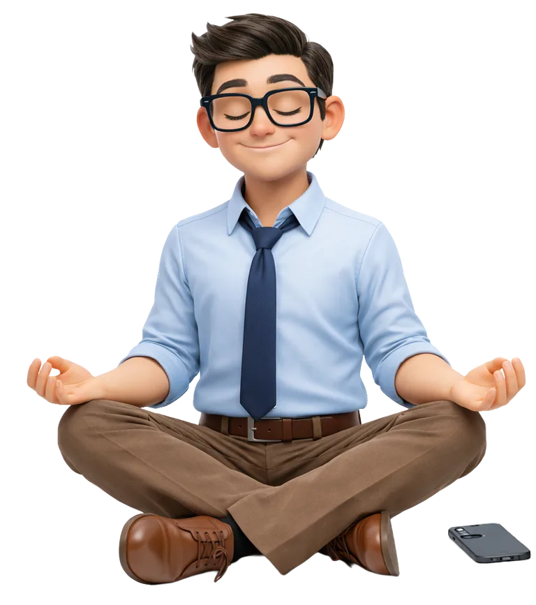 Relaxed mascot representing calm workflow